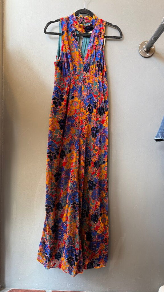 Velvet Burnout Wide Leg Jumpsuit