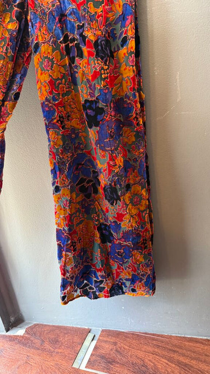 Velvet Burnout Wide Leg Jumpsuit