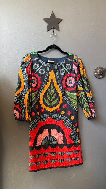 Embroidered Longsleeve Shift Dress