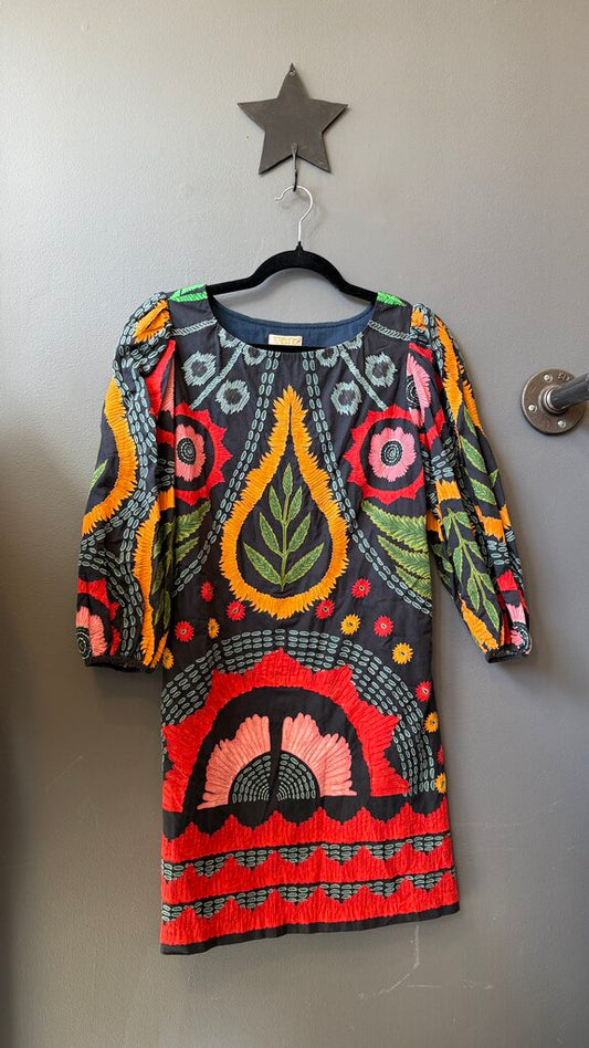 Embroidered Longsleeve Shift Dress