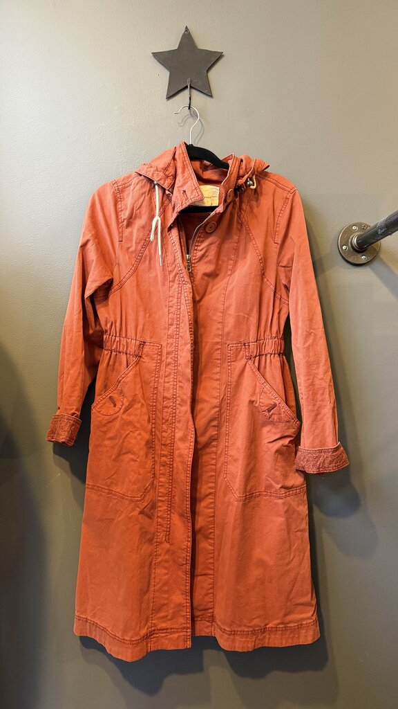 Long Canvas Hooded Jacket