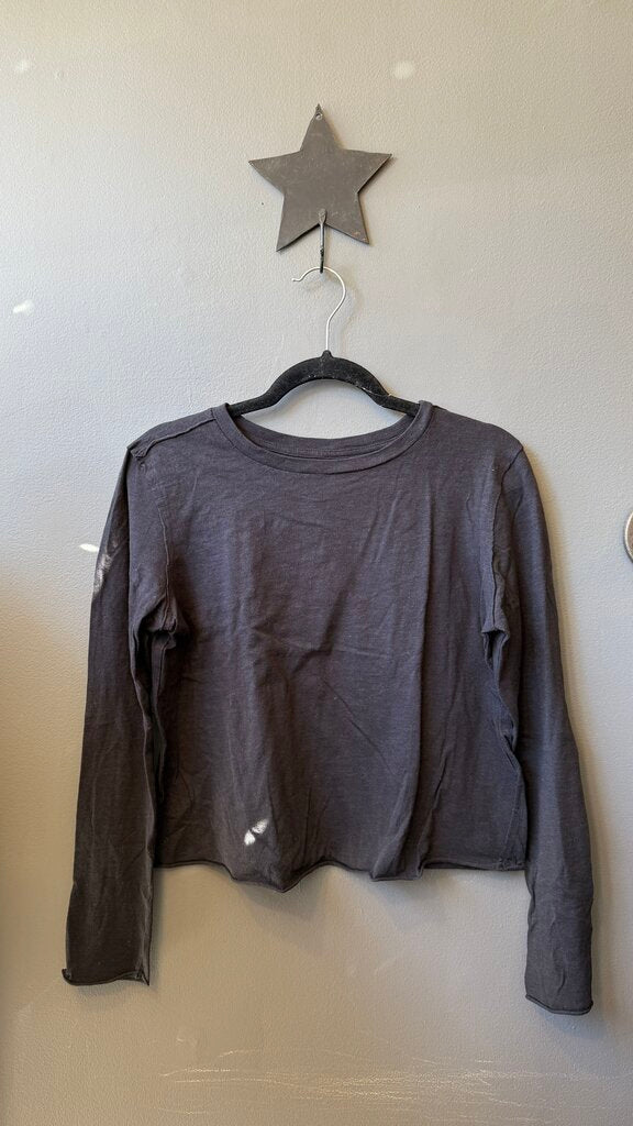 Crop Raw Hem Longsleeve TShirt