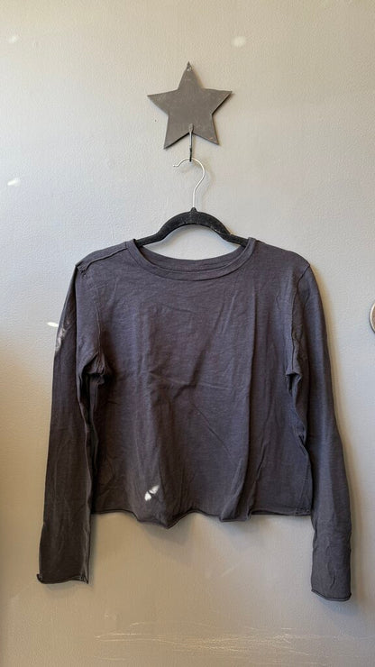 Crop Raw Hem Longsleeve TShirt
