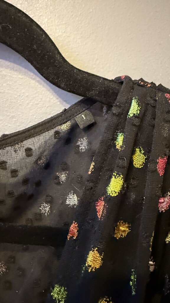 Metallic Dot Wrap Blouse