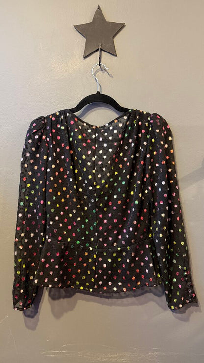 Metallic Dot Wrap Blouse