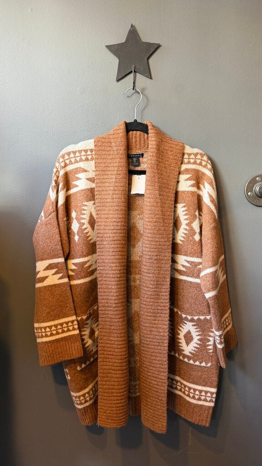 Aztec Open Cardigan Sweater