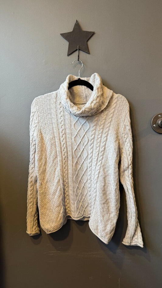 Cotton Cashmere Cableknit Turtleneck Sweater