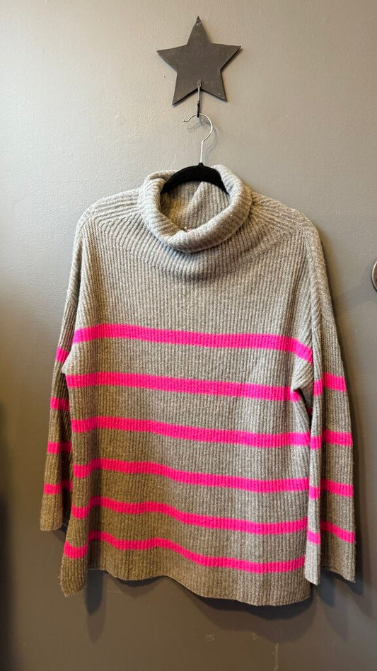 Cashmere Stripe Funnelneck Sweater