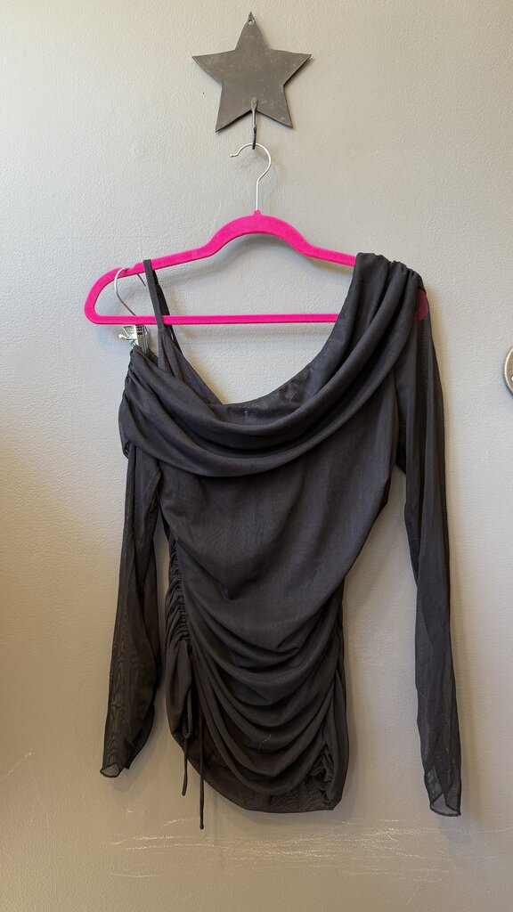 Mesh Off the Shoulder Ruched Top