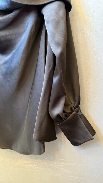 One Off the Shoulder Satin Blouse