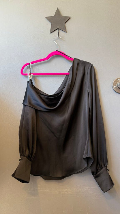One Off the Shoulder Satin Blouse