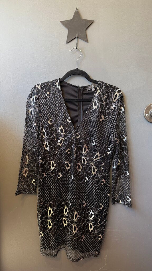 Metallic Floral Shift Dress