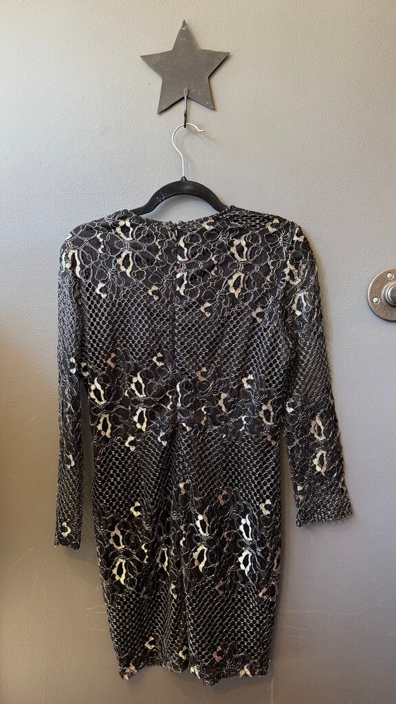 Metallic Floral Shift Dress