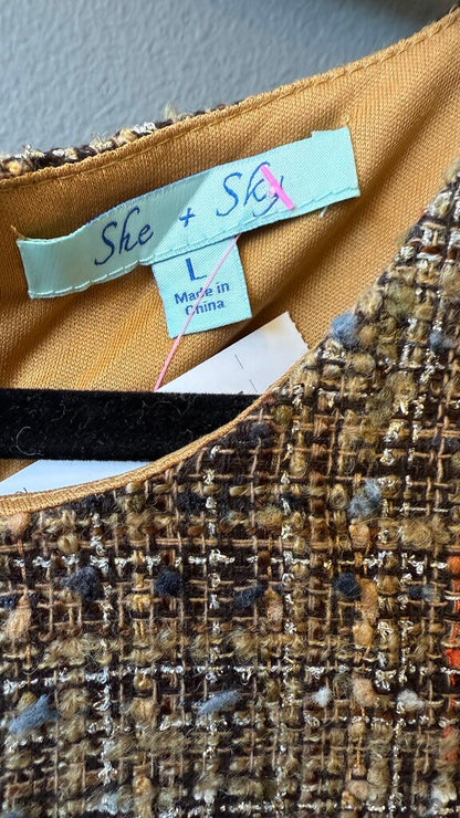 Metallic Tweed Shift Dress