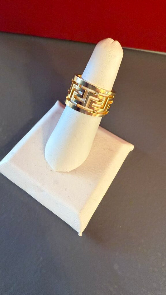 Stainless Steel Greek Key Band Ring