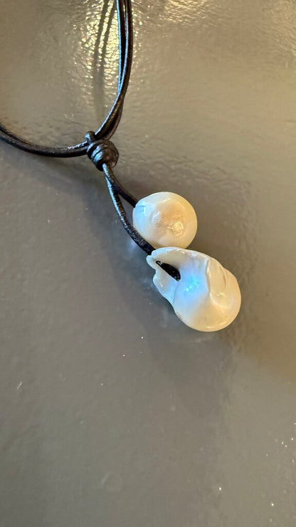 Freshwater Pearl Leather Necklace
