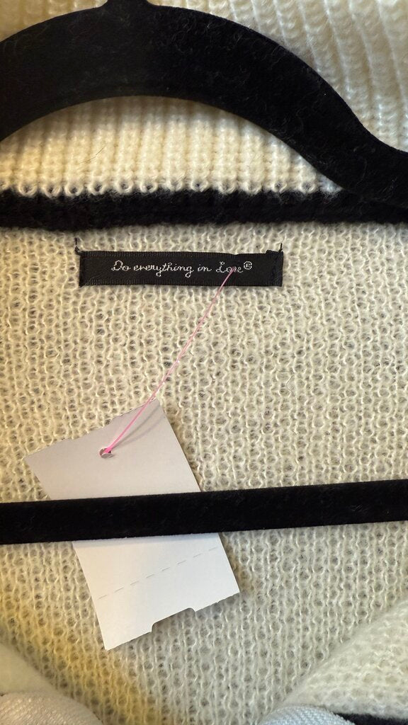 Black Trim Zip Up Sweater Poncho