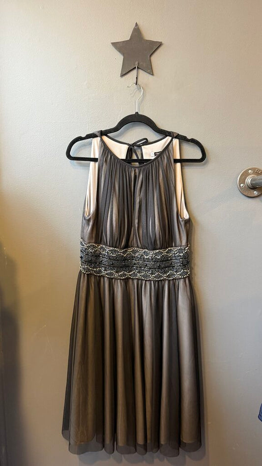 High Neck Tulle Beaded Dress