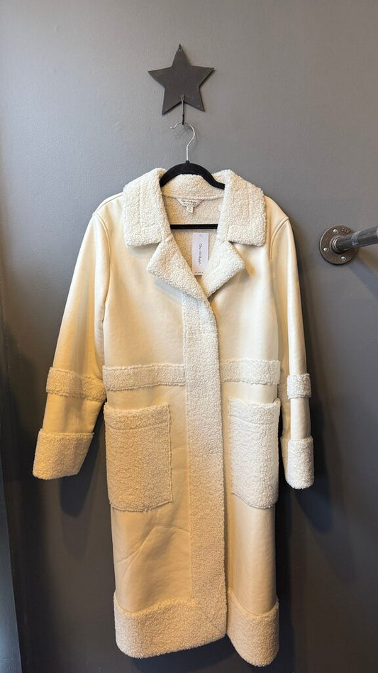 Faux Leather Sherpa Long Coat