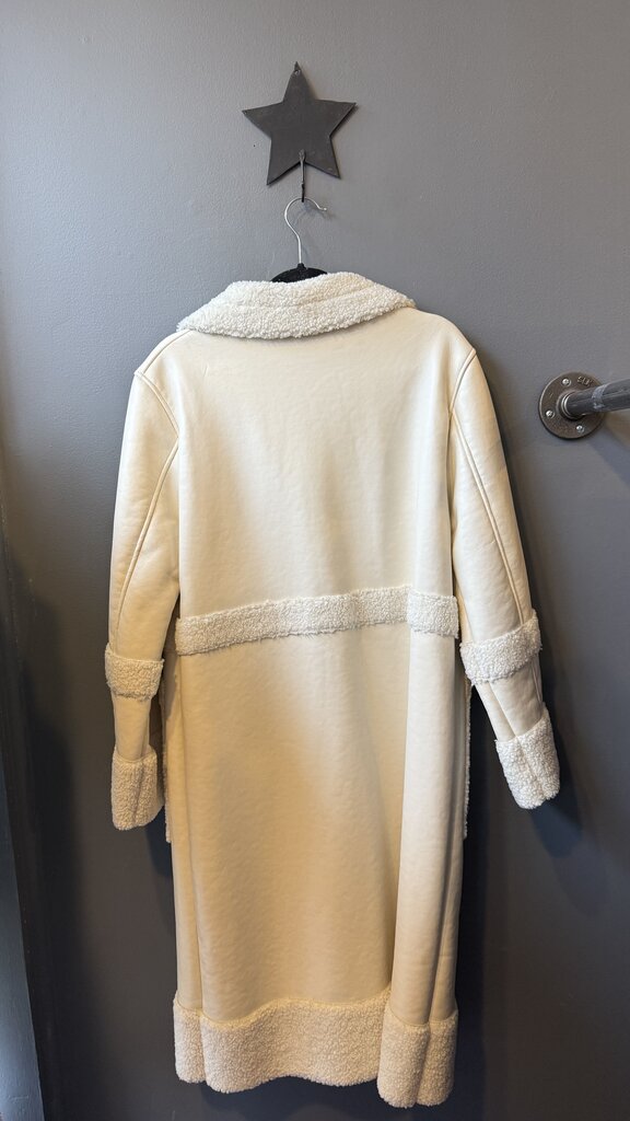 Faux Leather Sherpa Long Coat