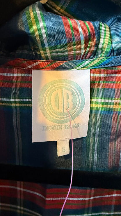 Ruffle Silk Plaid Blouse