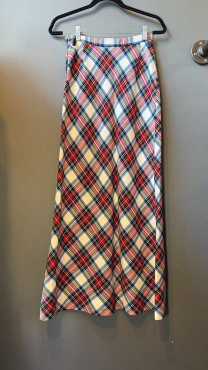 Vintage Tartan Wool Midi Skirt