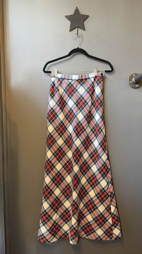 Vintage Tartan Wool Midi Skirt