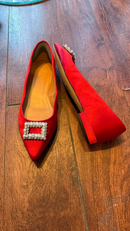 Satin Pointed Toe Flats