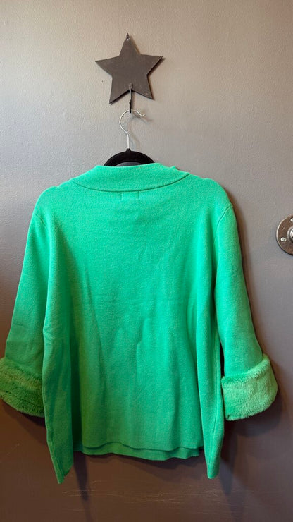 Faux Fur Cuff Mockneck Sweater