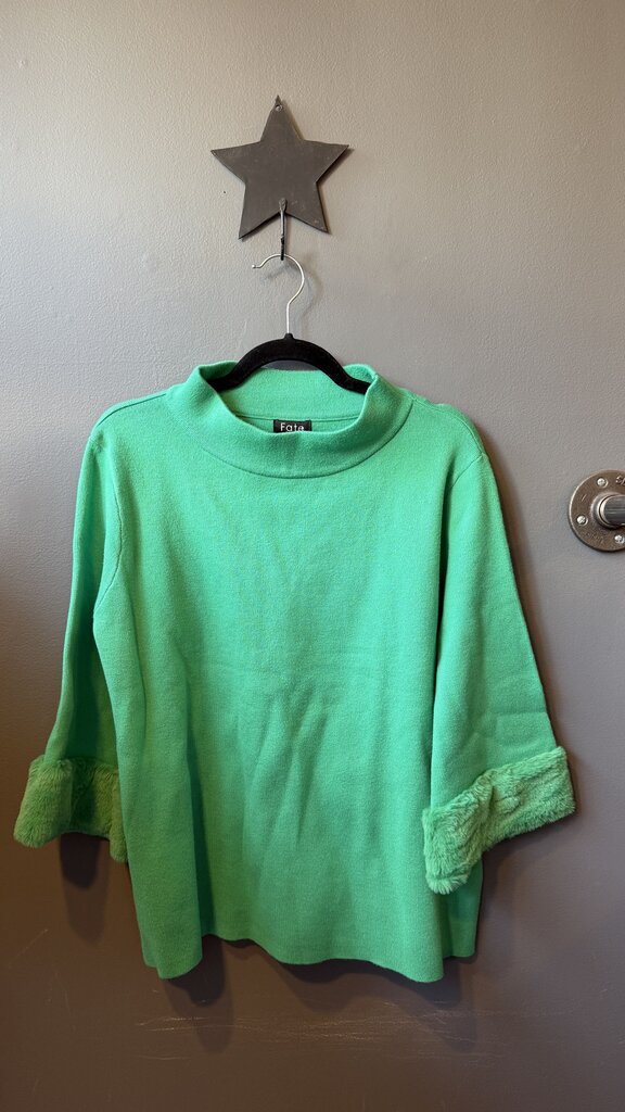 Faux Fur Cuff Mockneck Sweater