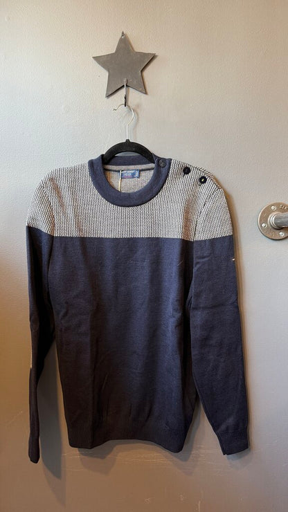 Print Colorblock Crewneck Sweater