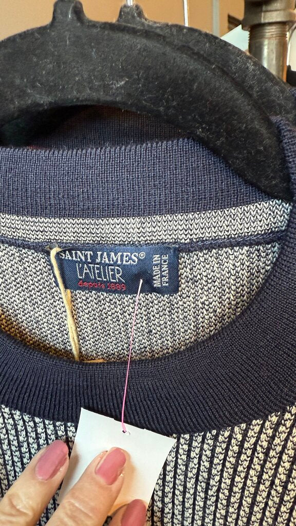 Print Colorblock Crewneck Sweater