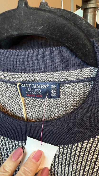 Print Colorblock Crewneck Sweater