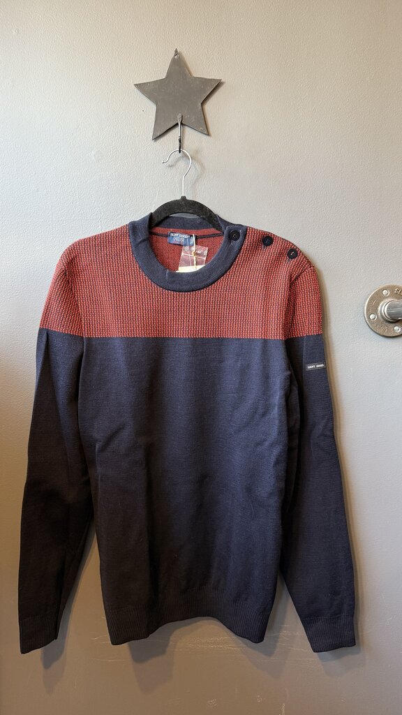 Print Colorblock Crewneck Sweater