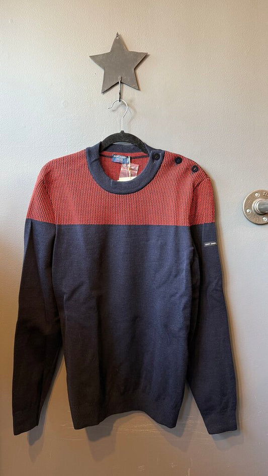 Print Colorblock Crewneck Sweater