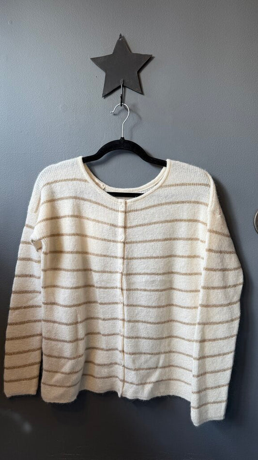 Metallic Stripe Cardigan Sweater