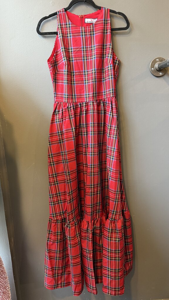Ruffle Hem Tartan Maxi Dress