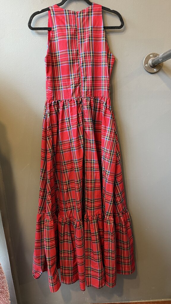 Ruffle Hem Tartan Maxi Dress