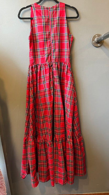 Ruffle Hem Tartan Maxi Dress