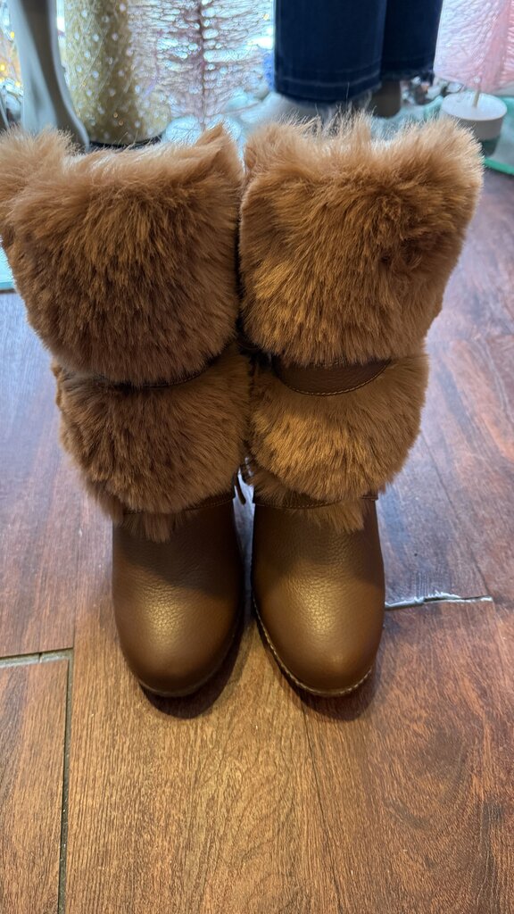 Fur Trim Wedge Boots