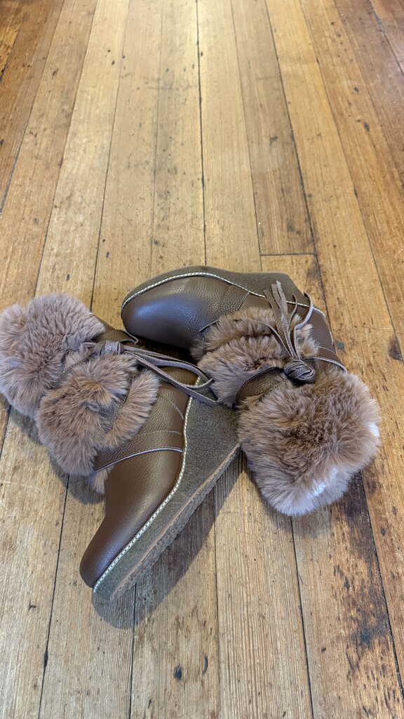 Fur Trim Wedge Boots
