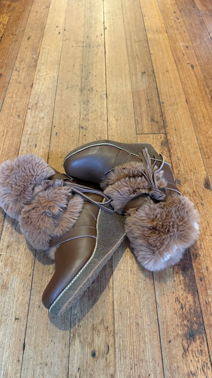 Fur Trim Wedge Boots
