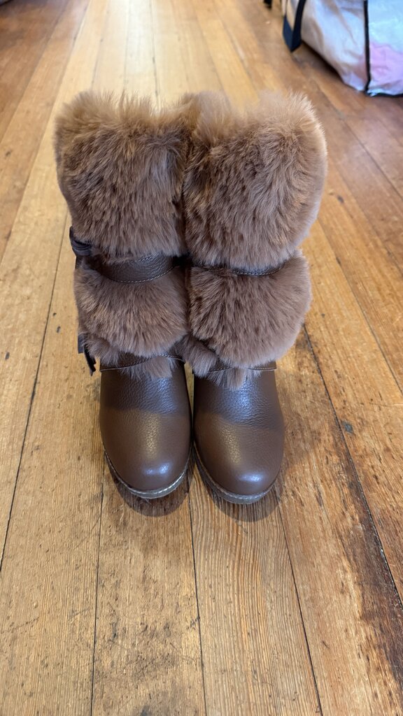 Fur Trim Wedge Boots