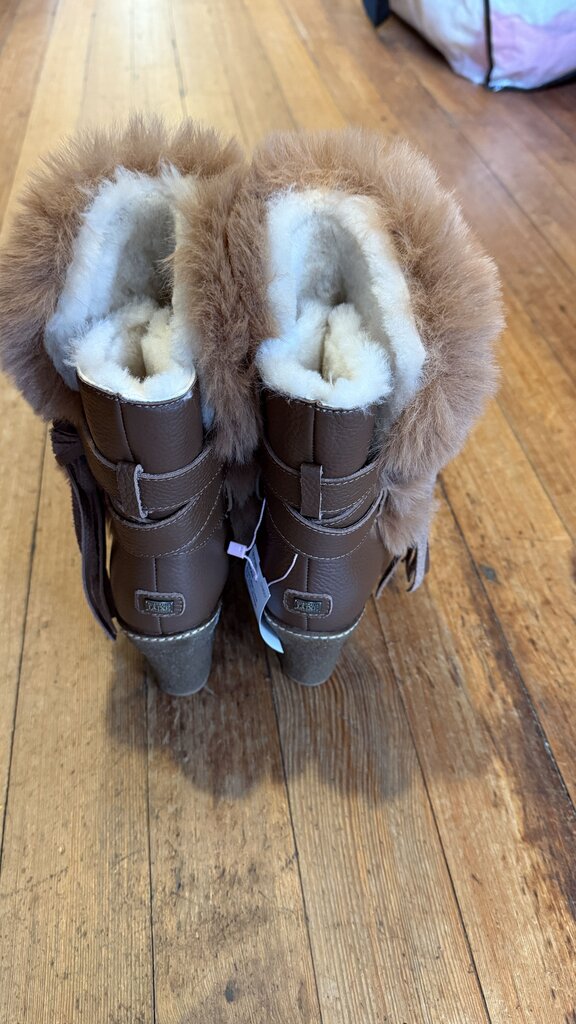 Fur Trim Wedge Boots