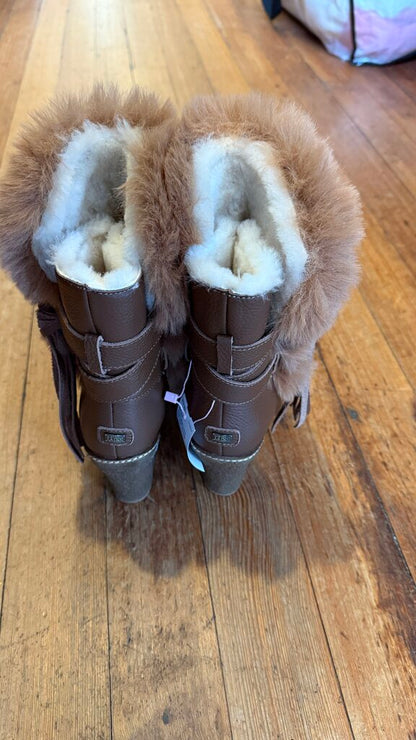 Fur Trim Wedge Boots