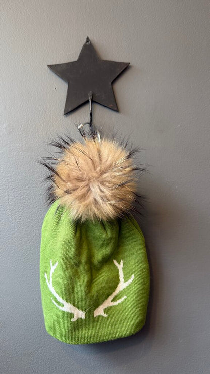 Antler Motif Pom Pom Hat