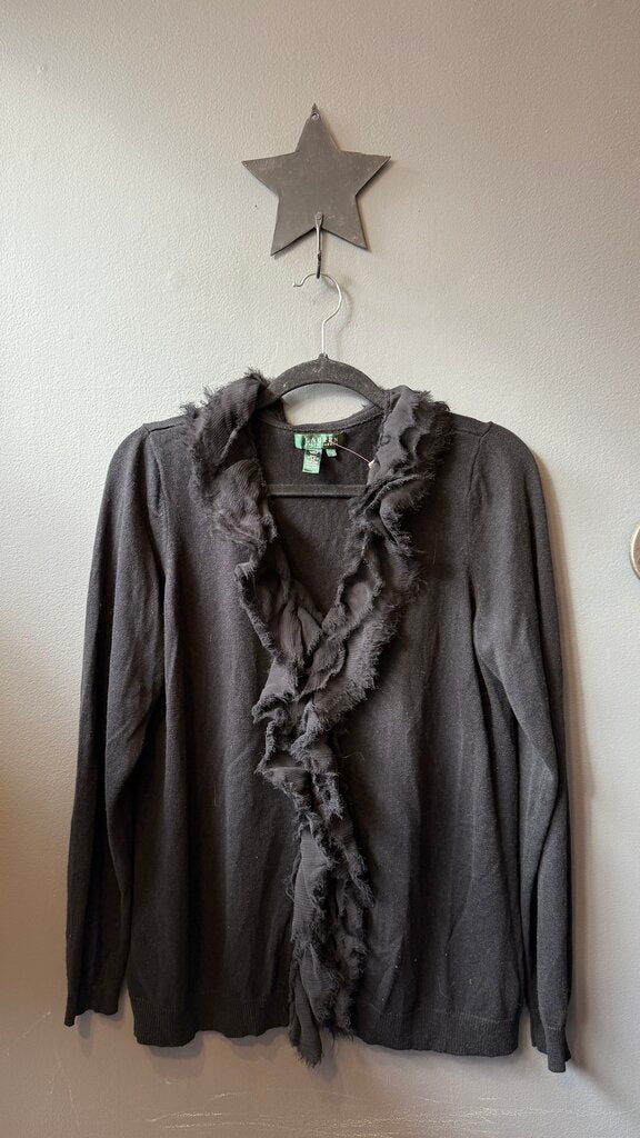 Silk Cashmere Ruffle Cardigan Sweater