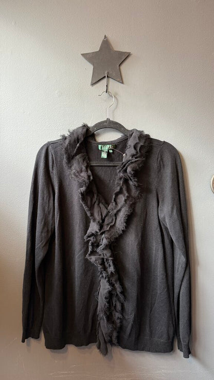 Silk Cashmere Ruffle Cardigan Sweater