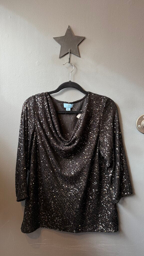Sequin Cowlneck Top