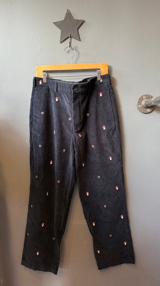Snowman Wreath Corduroy Pants
